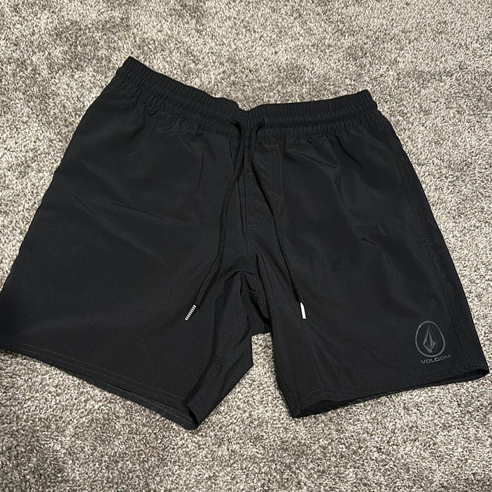 Volcom Black Athletic Shorts with Drawstring Waistband